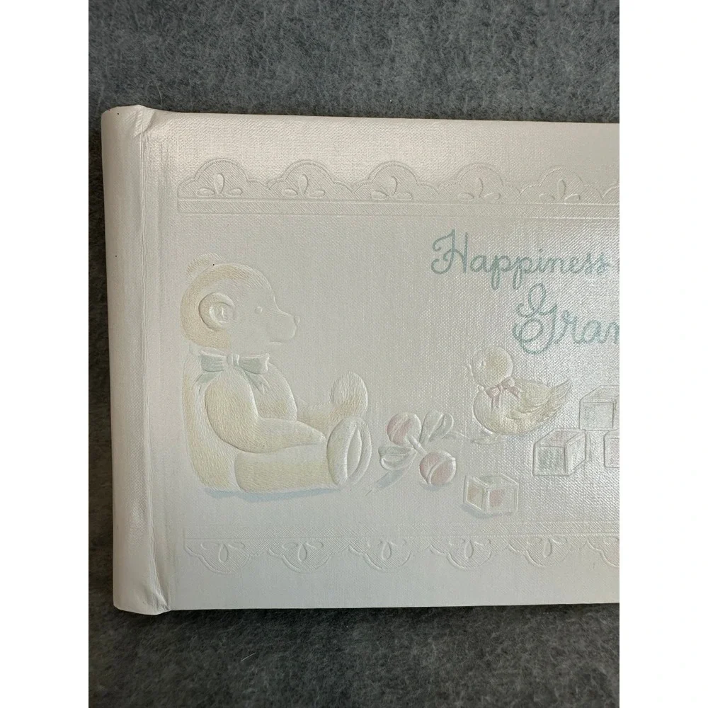 VTG C R Gibson Baby Photo Album Memory Book Happiness is Being a Grandmother New
